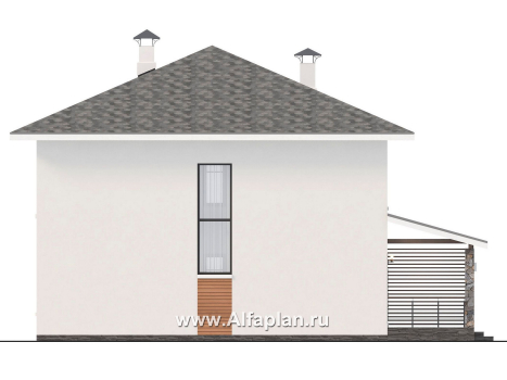 Проекты домов Альфаплан - "Отрадное" - проект двухэтажного дома из газобетона, с террасой на главном фасаде - превью фасада №3