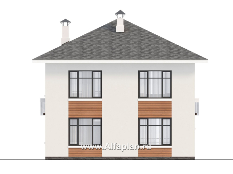 Проекты домов Альфаплан - "Отрадное" - проект двухэтажного дома из газобетона, с террасой на главном фасаде - превью фасада №4