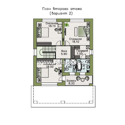 Проекты домов Альфаплан - "Отрадное" - проект двухэтажного дома из газобетона, с террасой на главном фасаде - превью плана проекта №4