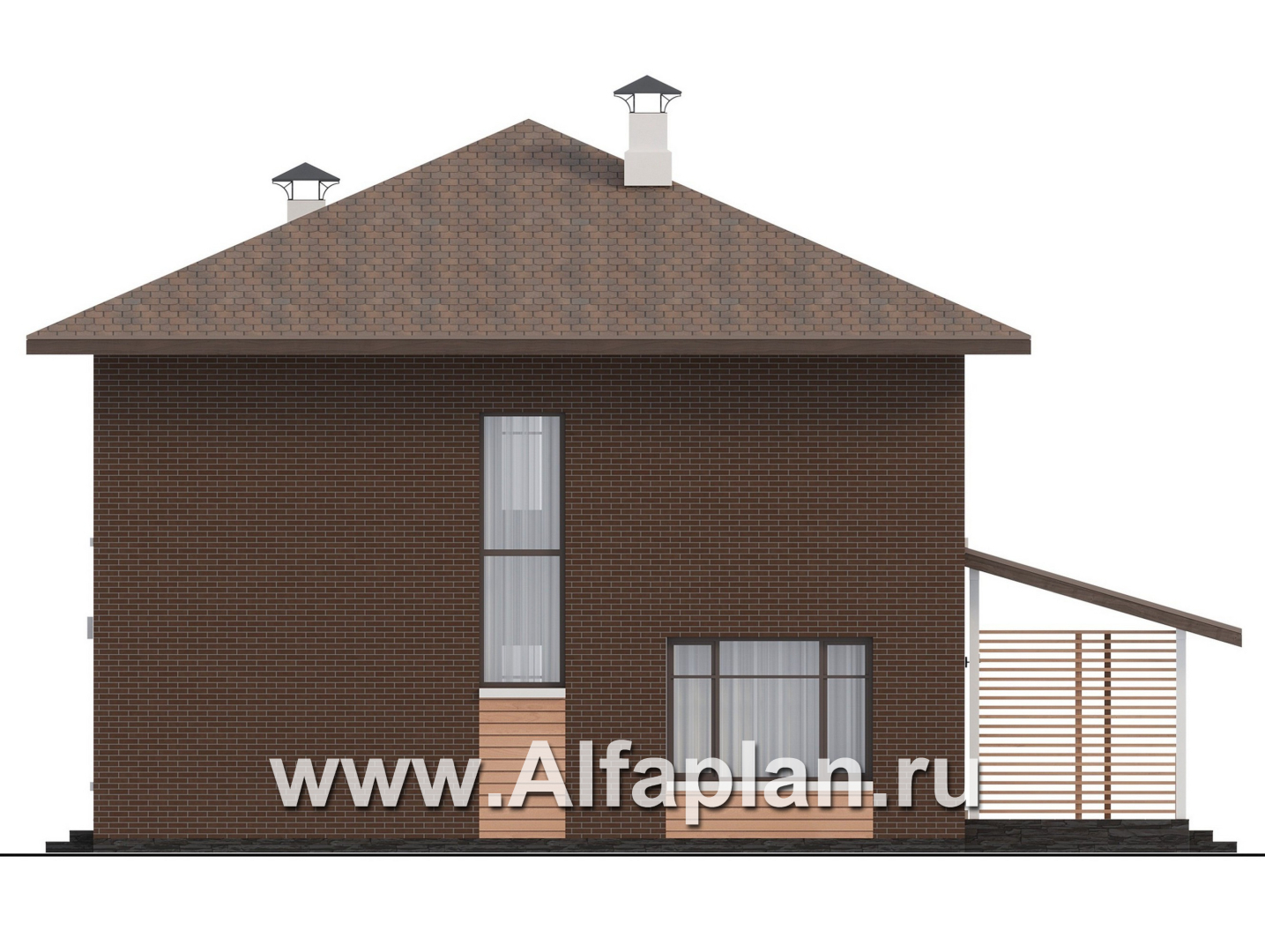 Проекты домов Альфаплан - "Селигер" - проект двухэтажного дома из газобетона, с террасой, отличная планировка - изображение фасада №2