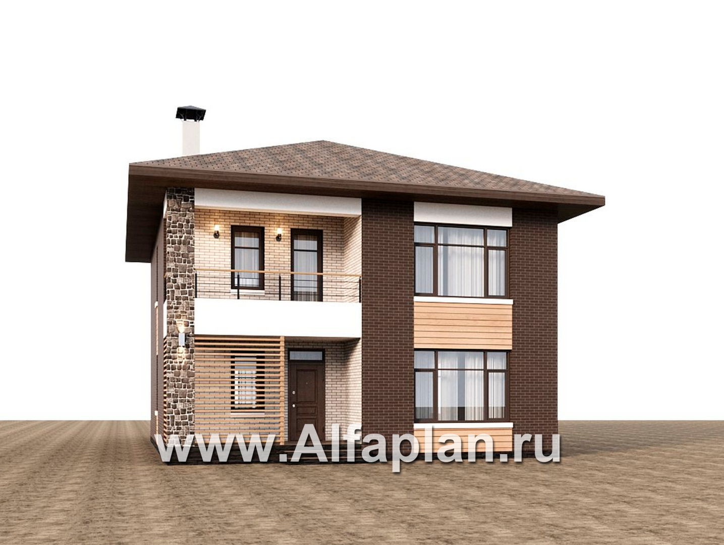 Проекты домов Альфаплан - "Селигер" - проект двухэтажного дома из газобетона, с террасой, отличная планировка - дополнительное изображение №3