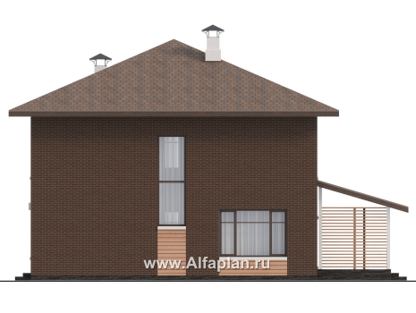Проекты домов Альфаплан - "Селигер" - проект двухэтажного дома из газобетона, с террасой, отличная планировка - превью фасада №2