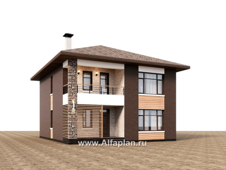 Проекты домов Альфаплан - "Селигер" - проект двухэтажного дома из газобетона, с террасой, отличная планировка - превью дополнительного изображения №1