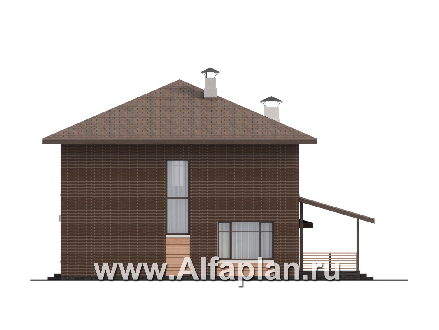 Проекты домов Альфаплан - "Селигер" - проект двухэтажного дома из газобетона, с гаражом на 2 авто - изображение фасада №2