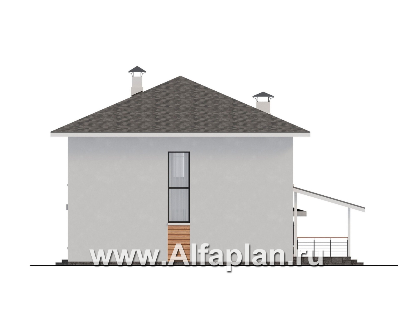 Проекты домов Альфаплан - "Селигер" - друхэтажный дом из газобетона, с гаражом, фасады из штукатурной системы - изображение фасада №3