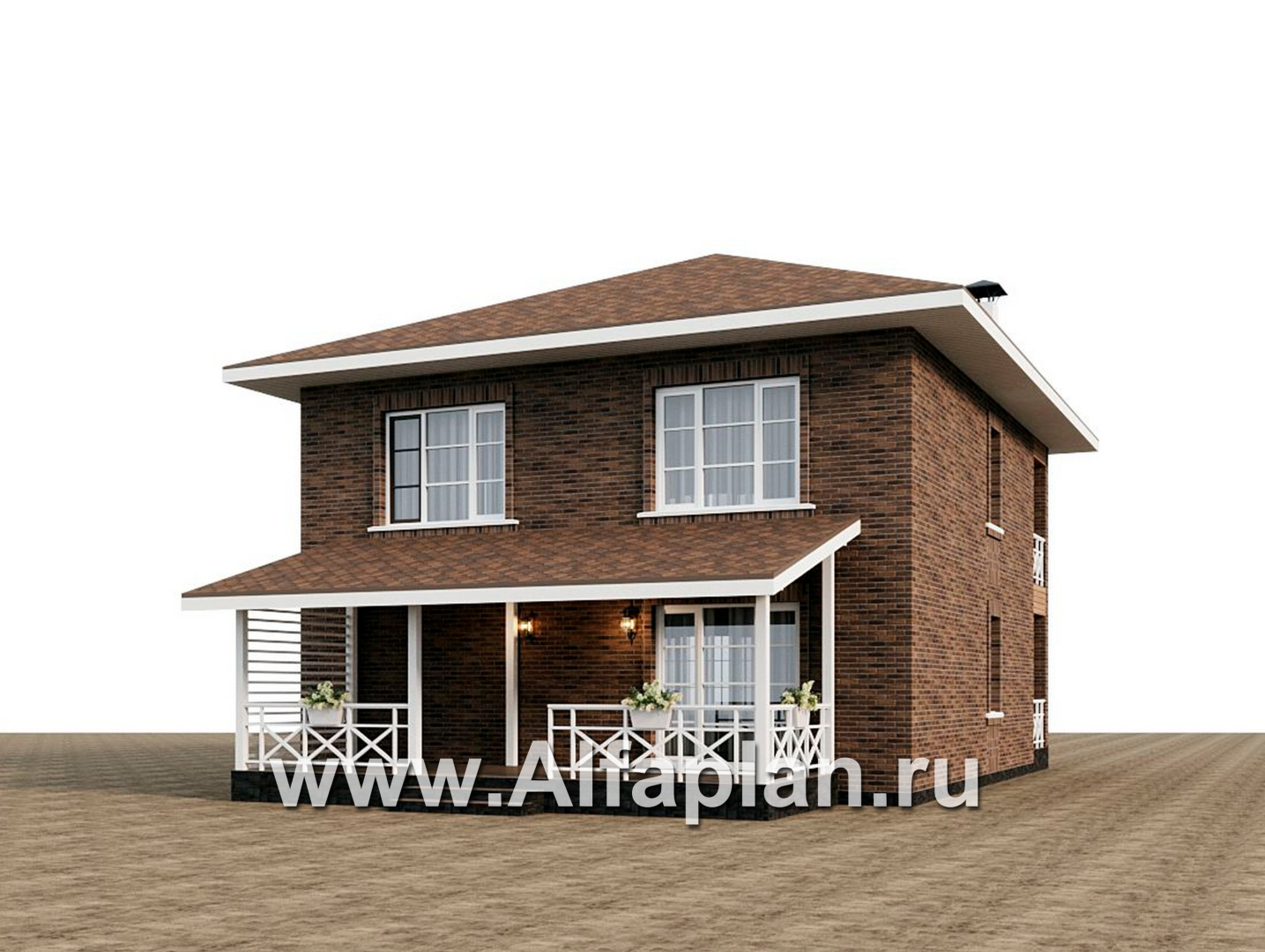 Проекты домов Альфаплан - "Сайма" - проект двухэтажного дома из кирпичей, с террасой, в баварском стиле - дополнительное изображение №2