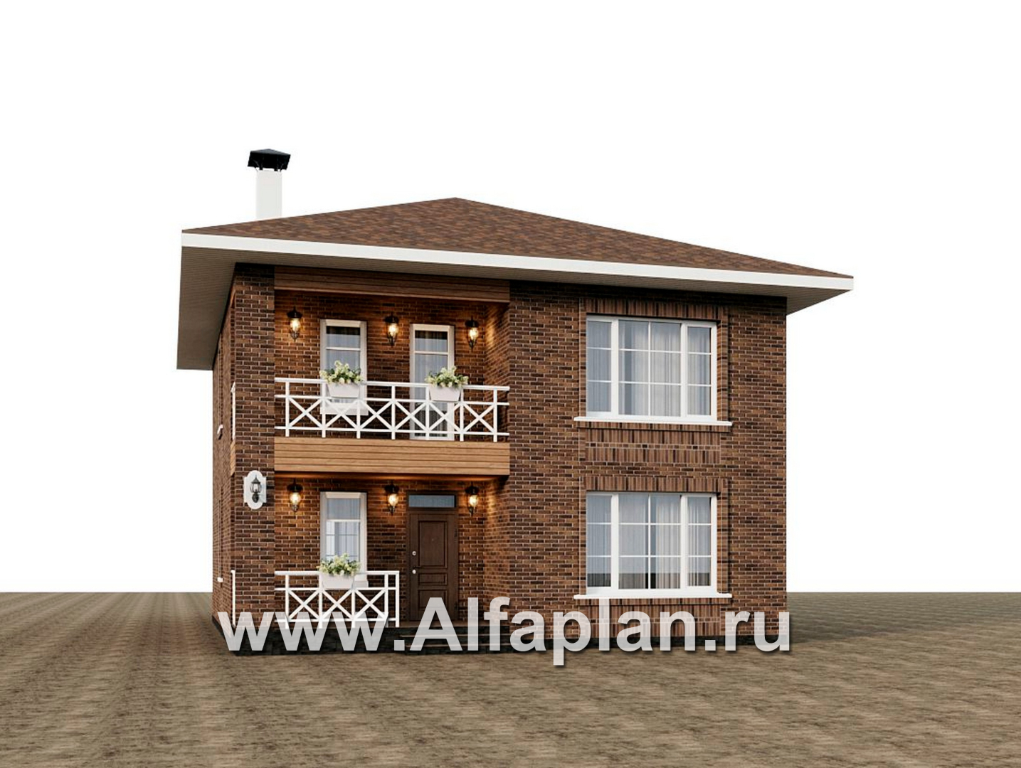 Проекты домов Альфаплан - "Сайма" - проект двухэтажного дома из кирпичей, с террасой, в баварском стиле - дополнительное изображение №3