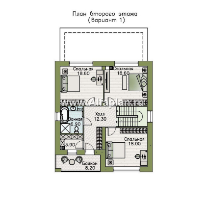 «Сайма» - проект двухэтажного дома из кирпичей, с террасой, в баварском стиле - превью план дома