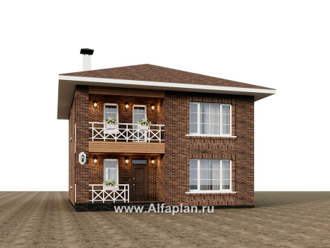 Проекты домов Альфаплан - "Сайма" - проект двухэтажного дома из кирпичей, с террасой, в баварском стиле - превью дополнительного изображения №3