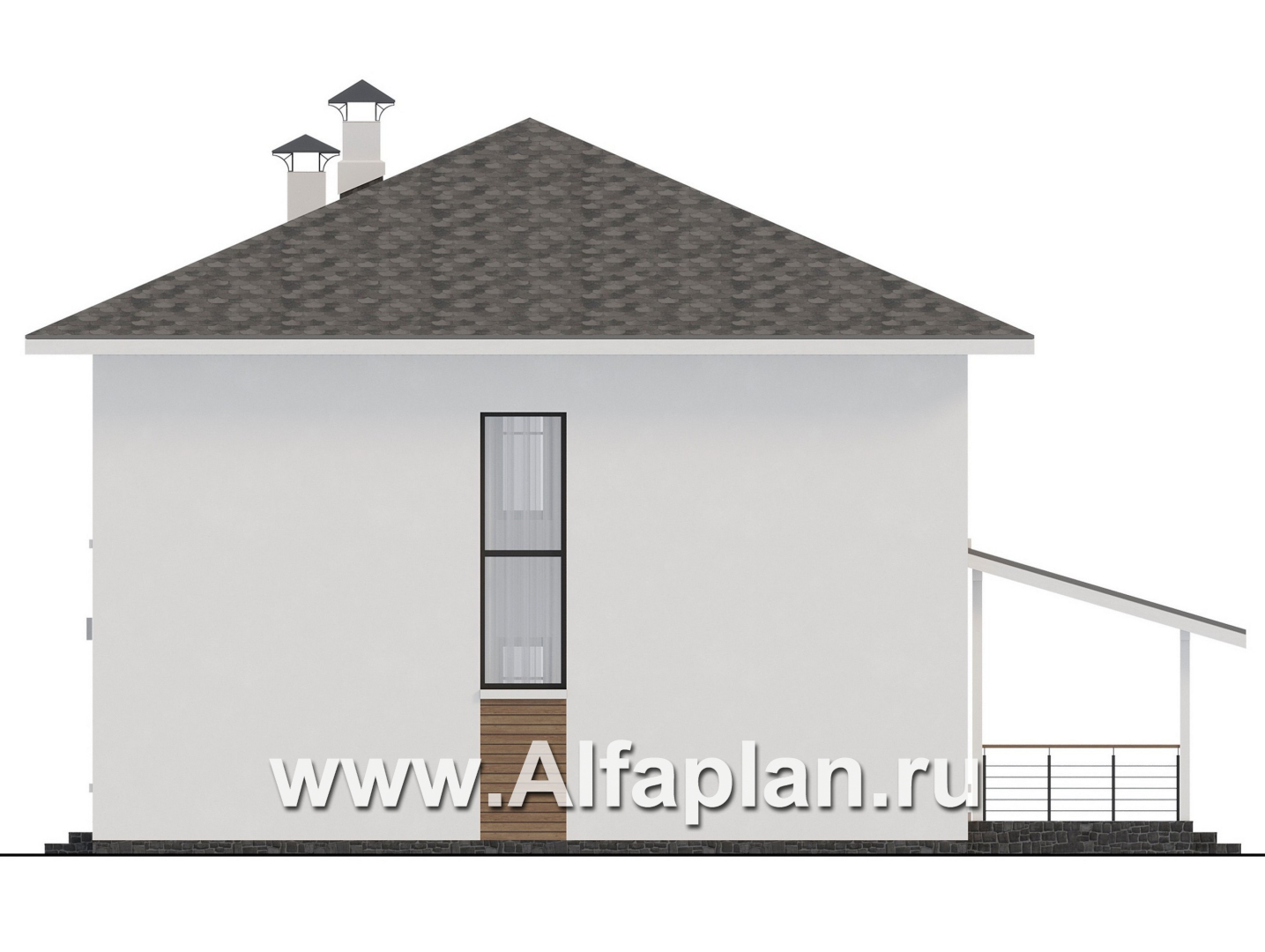 Проекты домов Альфаплан - "Ладога" - современный двухэтажный коттедж - изображение фасада №2