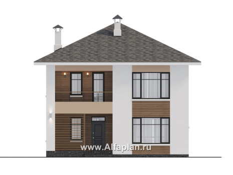 Проекты домов Альфаплан - "Ладога" - современный двухэтажный коттедж - превью фасада №1