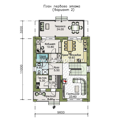 Проекты домов Альфаплан - "Ладога" - современный двухэтажный коттедж - превью плана проекта №2