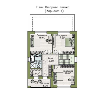 Проекты домов Альфаплан - "Ладога" - современный двухэтажный коттедж - превью плана проекта №3