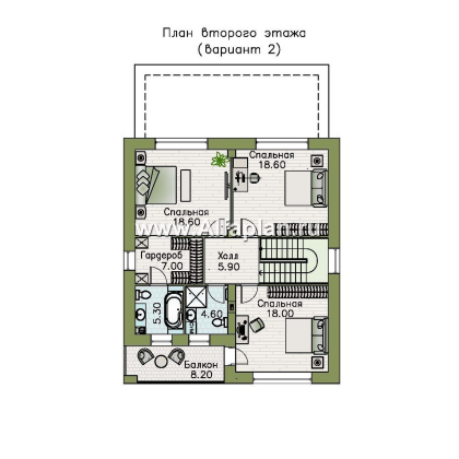 Проекты домов Альфаплан - "Ладога" - современный двухэтажный коттедж - превью плана проекта №4