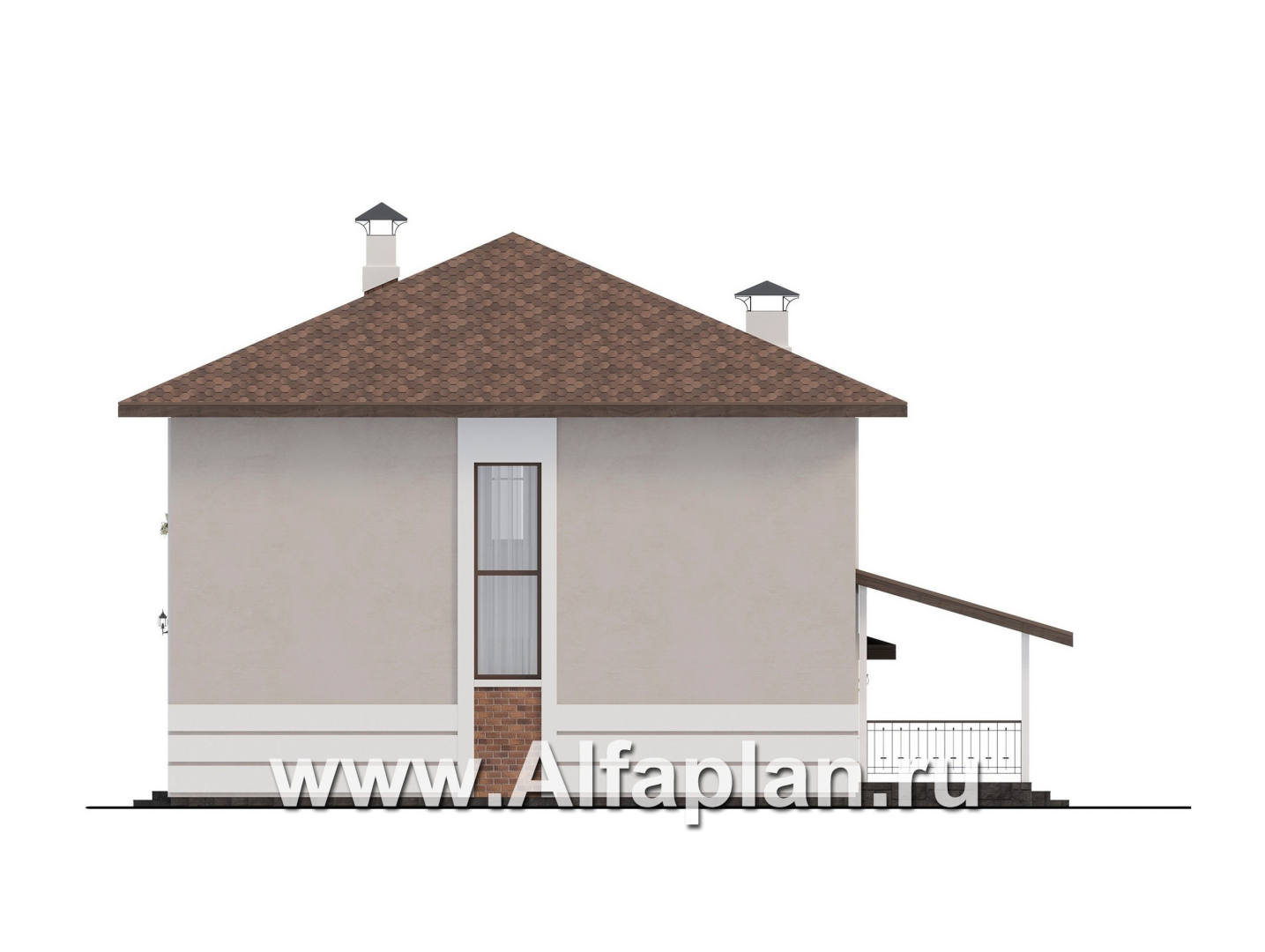 «Ладога» - проект двухэтажного дома из газобетона, с террасой, планировка с гаражом - фасад дома