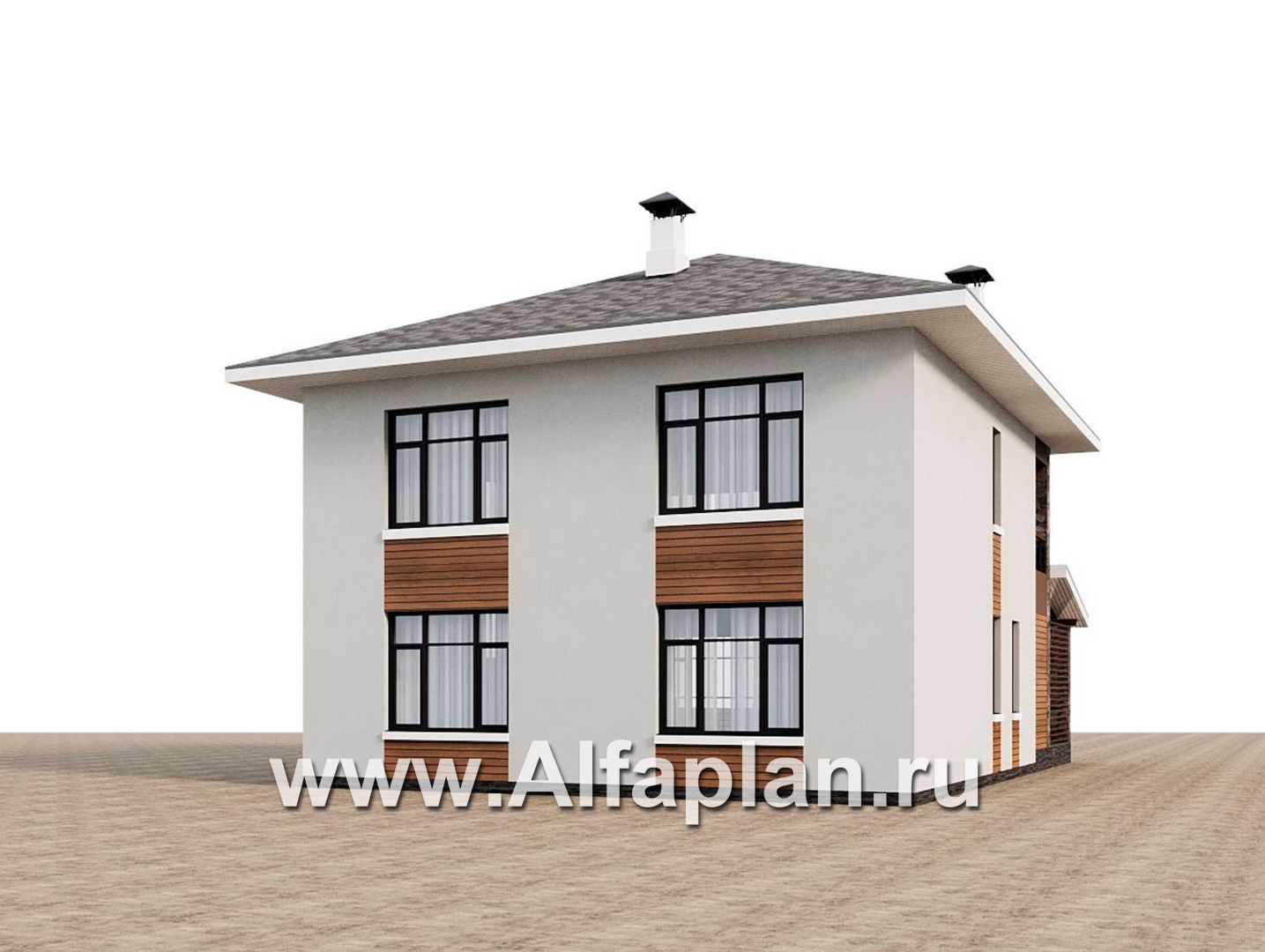 Проекты домов Альфаплан - "Отрадное" - проект двухэтажного дома из газобетона, с террасой на главном фасаде - дополнительное изображение №3