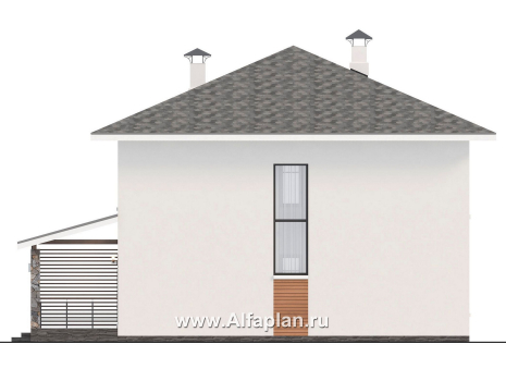 Проекты домов Альфаплан - "Отрадное" - проект двухэтажного дома из газобетона, с террасой на главном фасаде - превью фасада №2