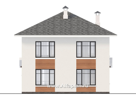 Проекты домов Альфаплан - "Отрадное" - проект двухэтажного дома из газобетона, с террасой на главном фасаде - превью фасада №4