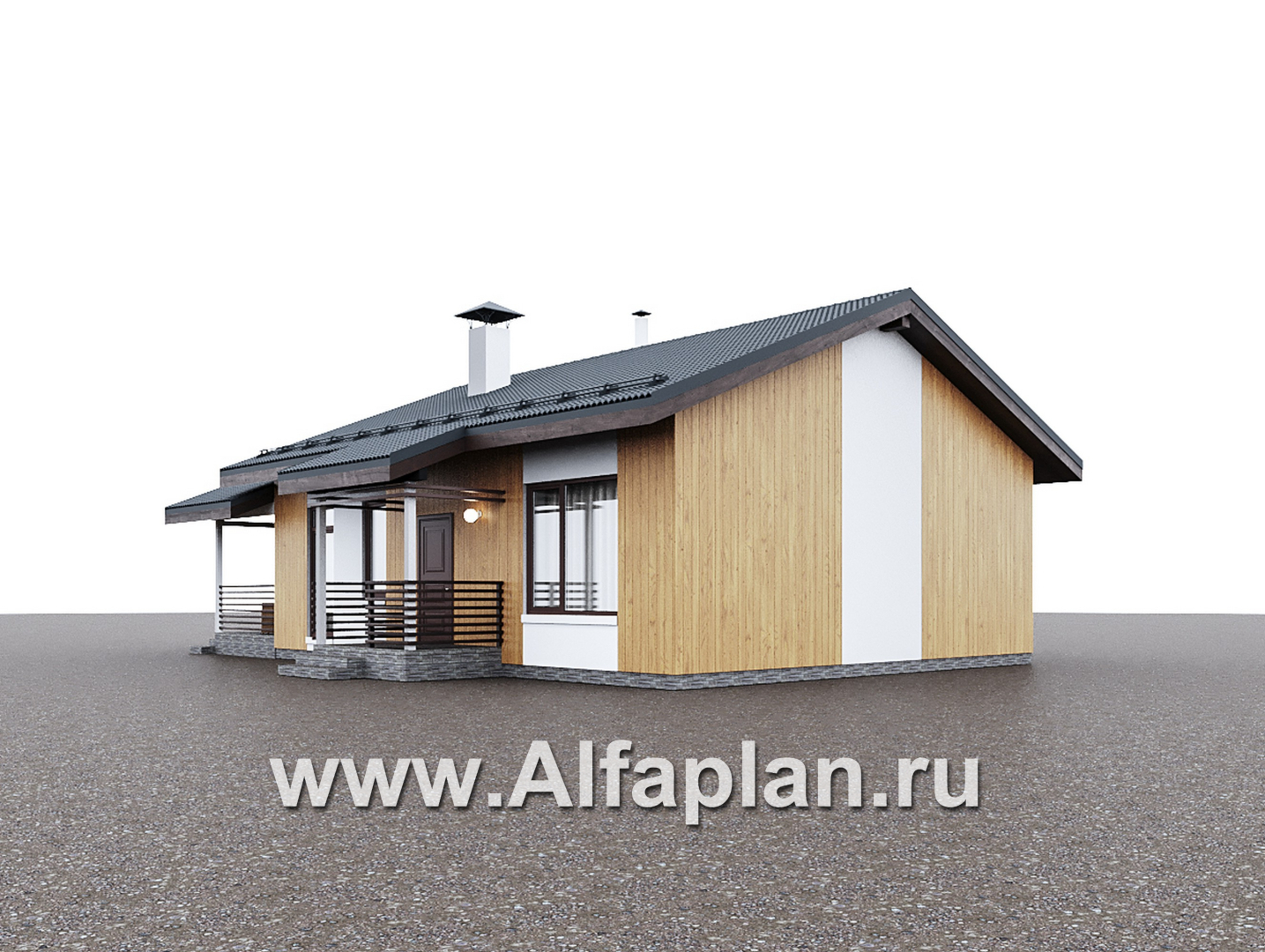 Проекты домов Альфаплан - "Литен" - проект простого одноэтажного дома с комфортной планировкой, с террасой - дополнительное изображение №5