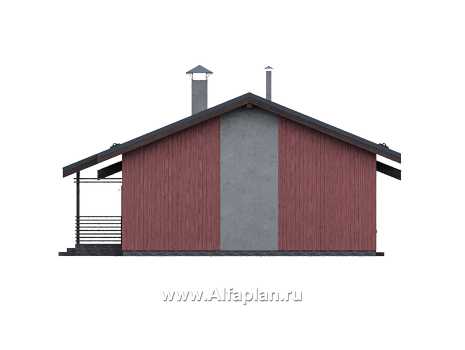 Проекты домов Альфаплан - "Литен" - проект простого одноэтажного дома с комфортной планировкой, с террасой - превью фасада №2