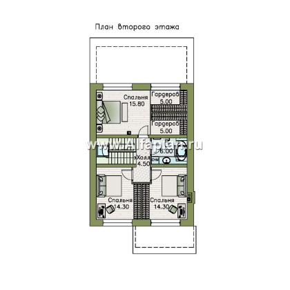 Проекты домов Альфаплан - "Генезис" - проект дома с мансардой, с террасой в современном стиле - превью плана проекта №2