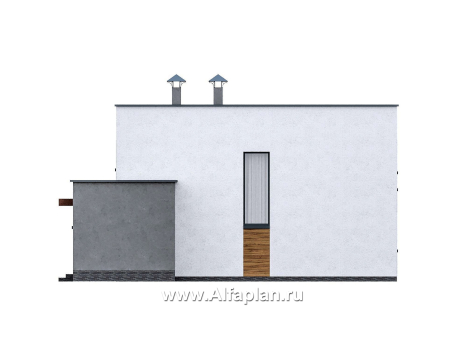 «Коронадо» - проект дома, 2 этажа, с террасой сбоку и плоской крышей, мастер спальня, в стиле хай-тек - превью фасада дома