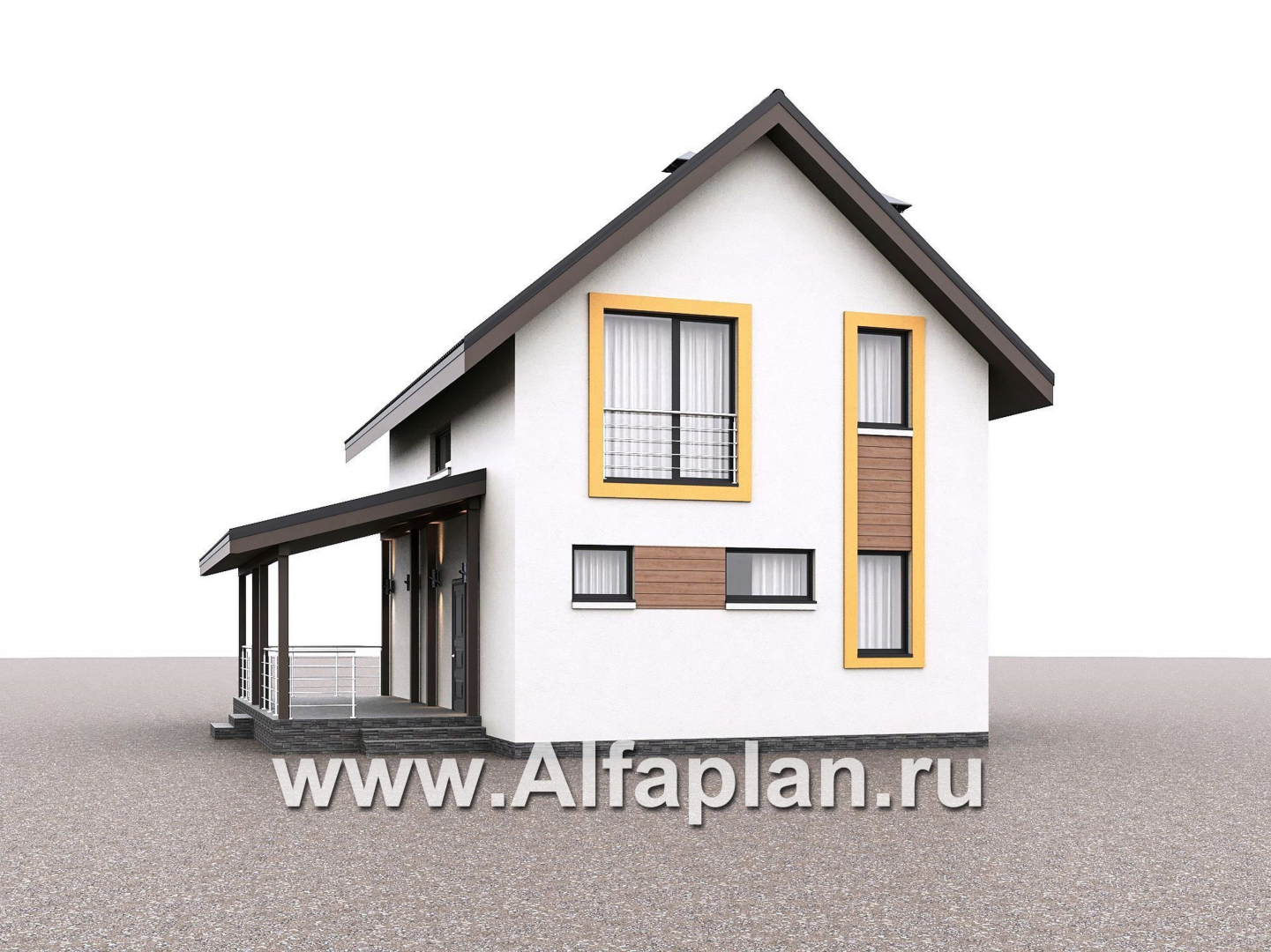 «Викинг» - проект дома, 2 этажа, с сауной и с террасой сбоку, в скандинавском стиле - дизайн дома №2