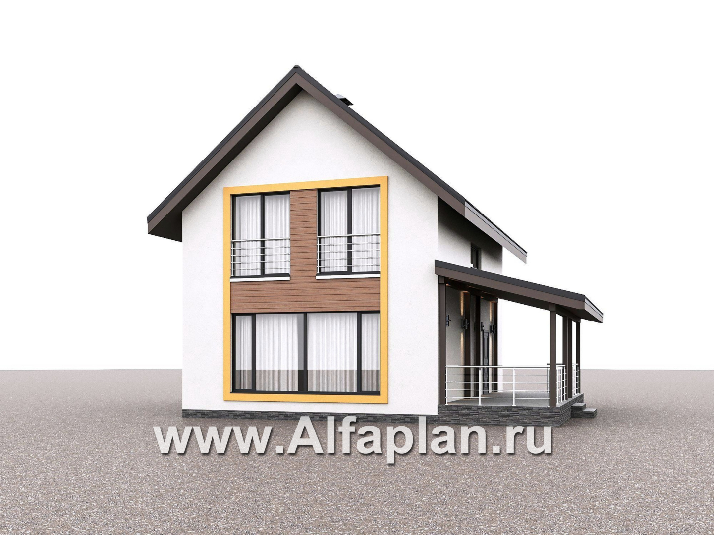 «Викинг» - проект дома, 2 этажа, с сауной и с террасой сбоку, в скандинавском стиле - дизайн дома №4