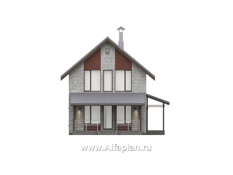 Проекты домов Альфаплан - "Мой путь" - проект дома из кирпича, 2 этажа, с террасой и с 5-ю спальнями - превью фасада №1