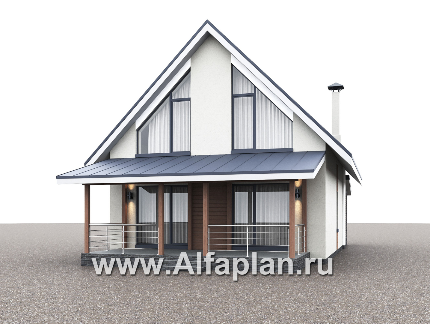 Проекты домов Альфаплан - "Генезис" - проект дома с мансардой, с террасой в современном стиле - дополнительное изображение №2