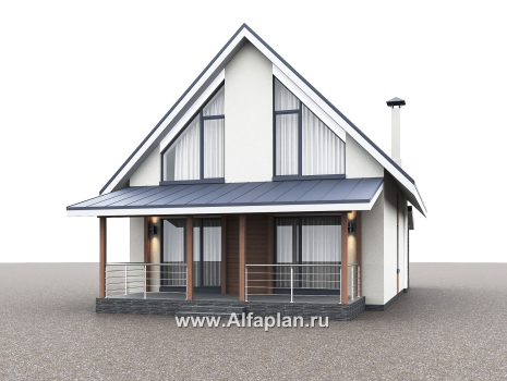 Проекты домов Альфаплан - "Генезис" - проект дома с мансардой, с террасой в современном стиле - превью дополнительного изображения №2