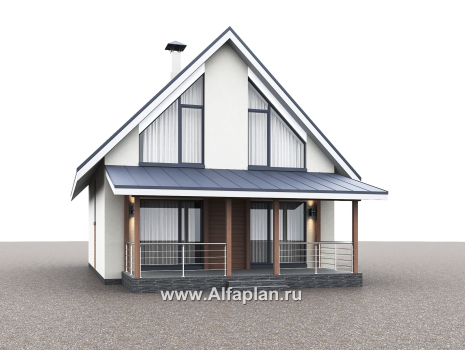 Проекты домов Альфаплан - "Генезис" - проект дома с мансардой, с террасой в современном стиле - превью дополнительного изображения №3