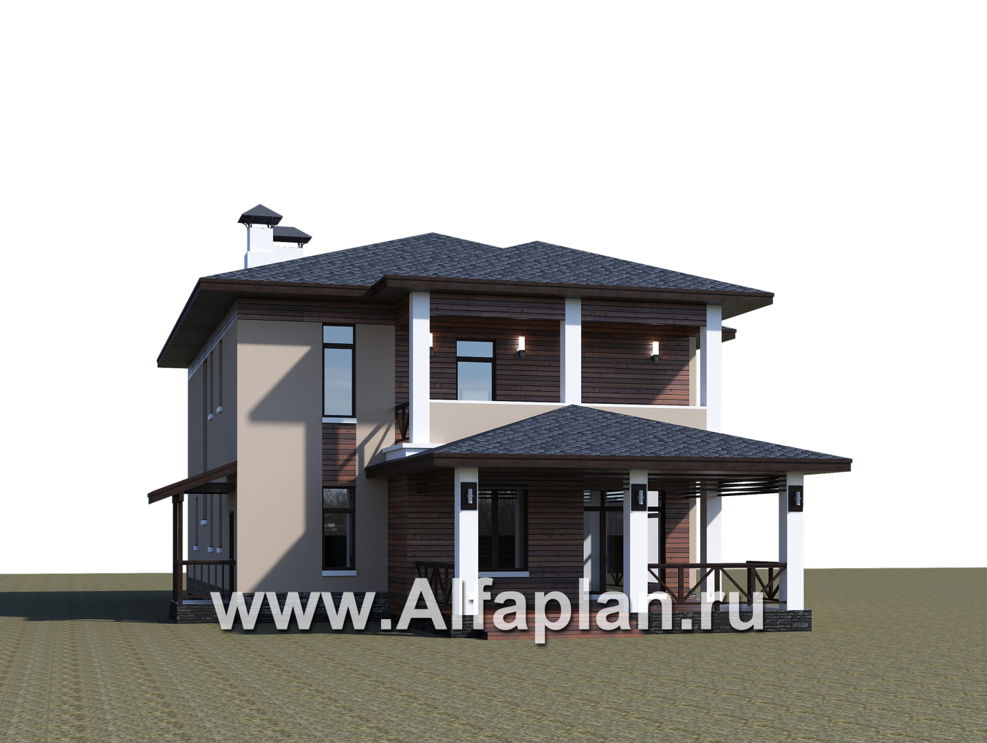 Проекты домов Альфаплан - «Отражение» - проект двухэтажного дома, с террасой, мастер спальня, в современном стиле - дополнительное изображение №5