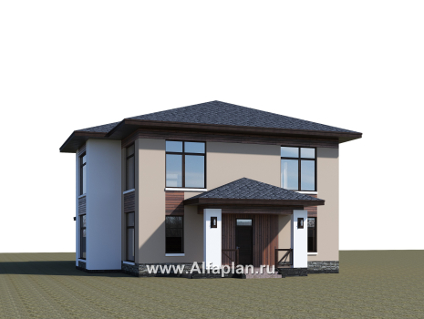 Проекты домов Альфаплан - «Отражение» - проект двухэтажного дома, с террасой, мастер спальня, в современном стиле - превью дополнительного изображения №1