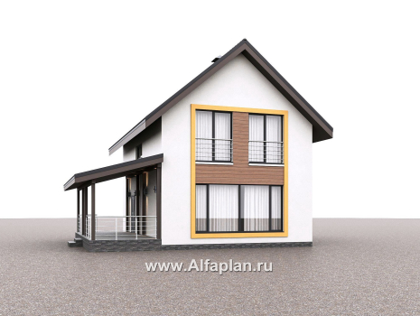 Проекты домов Альфаплан - "Викинг" - проект дома, 2 этажа, с сауной и с террасой сбоку, в скандинавском стиле - превью дополнительного изображения №4