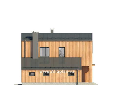 Проект дома с мансардой, планировка с кабинетом и с гаражом на 1 авто, в современном стиле - превью дополнительного изображения №4