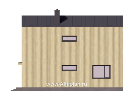 Проект дома с мансардой, планировка с кабинетом и с террасой, в современном стиле - превью фасада дома
