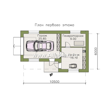 Проект гаража на 2 авто, с мастерской и электрогенераторной, в немецком стиле (баварская кладка) - превью план дома