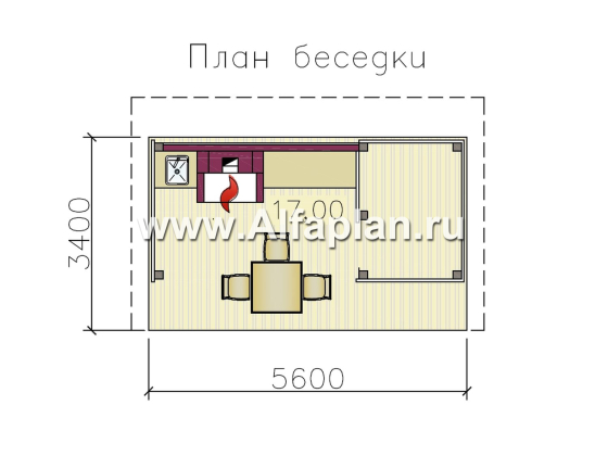 Проект беседки с грилем и дровником - превью план дома