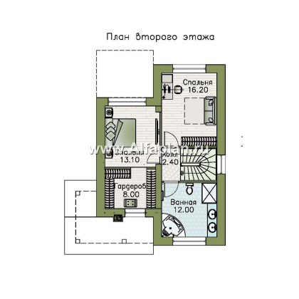 «Темная долина» - проект двухэтажного дома, с мансардой - превью план дома