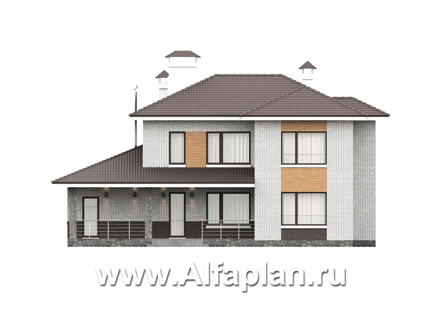 «Формула успеха» - проект двухэтажного дома из газобетона, в скандинавском стиле, удобный план дома с сауной - фасад дома