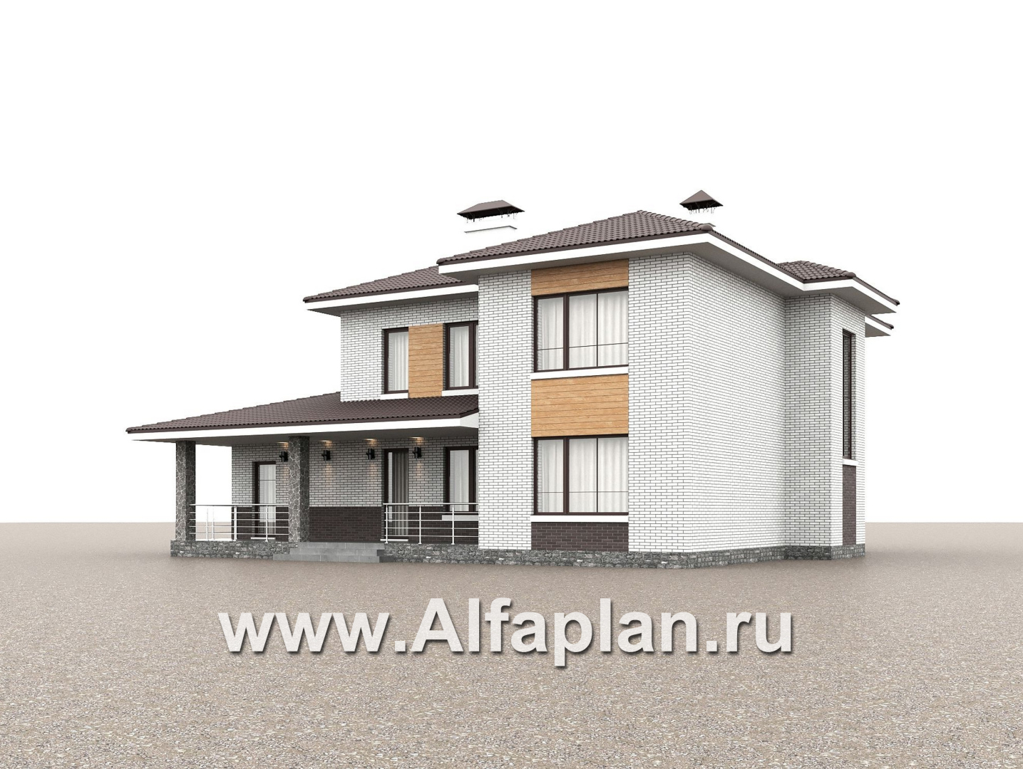 «Формула успеха» - проект двухэтажного дома из газобетона, в скандинавском стиле, удобный план дома с сауной - дизайн дома №3