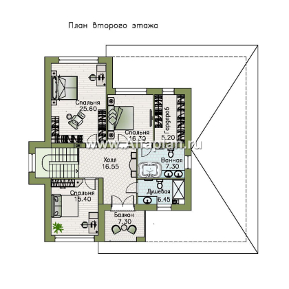 «Формула успеха» - проект двухэтажного дома из газобетона, в скандинавском стиле, удобный план дома с сауной - превью план дома