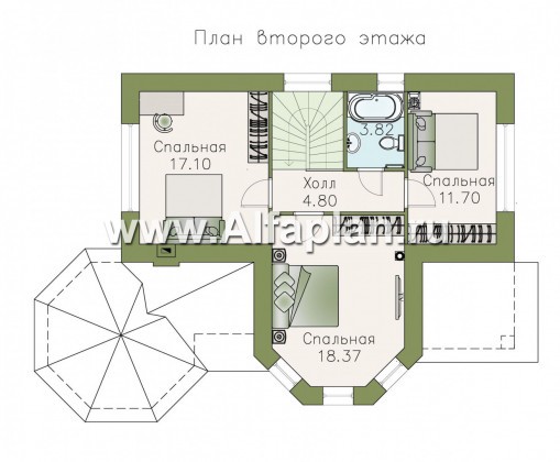 «Притяжение» - проект двухэтажного дома из газобетона, с эркером и террасой - превью план дома