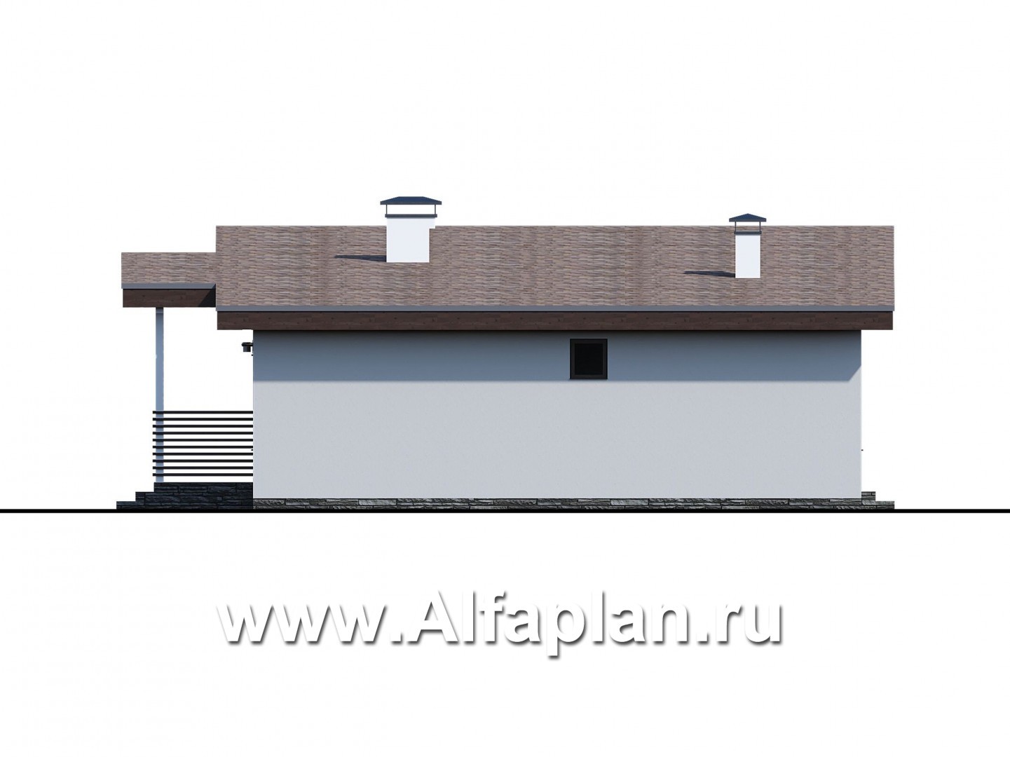 Проекты домов Альфаплан - «Вита» -проект одноэтажного каркасного дома с террасой, в скандинавском стиле - изображение фасада №2