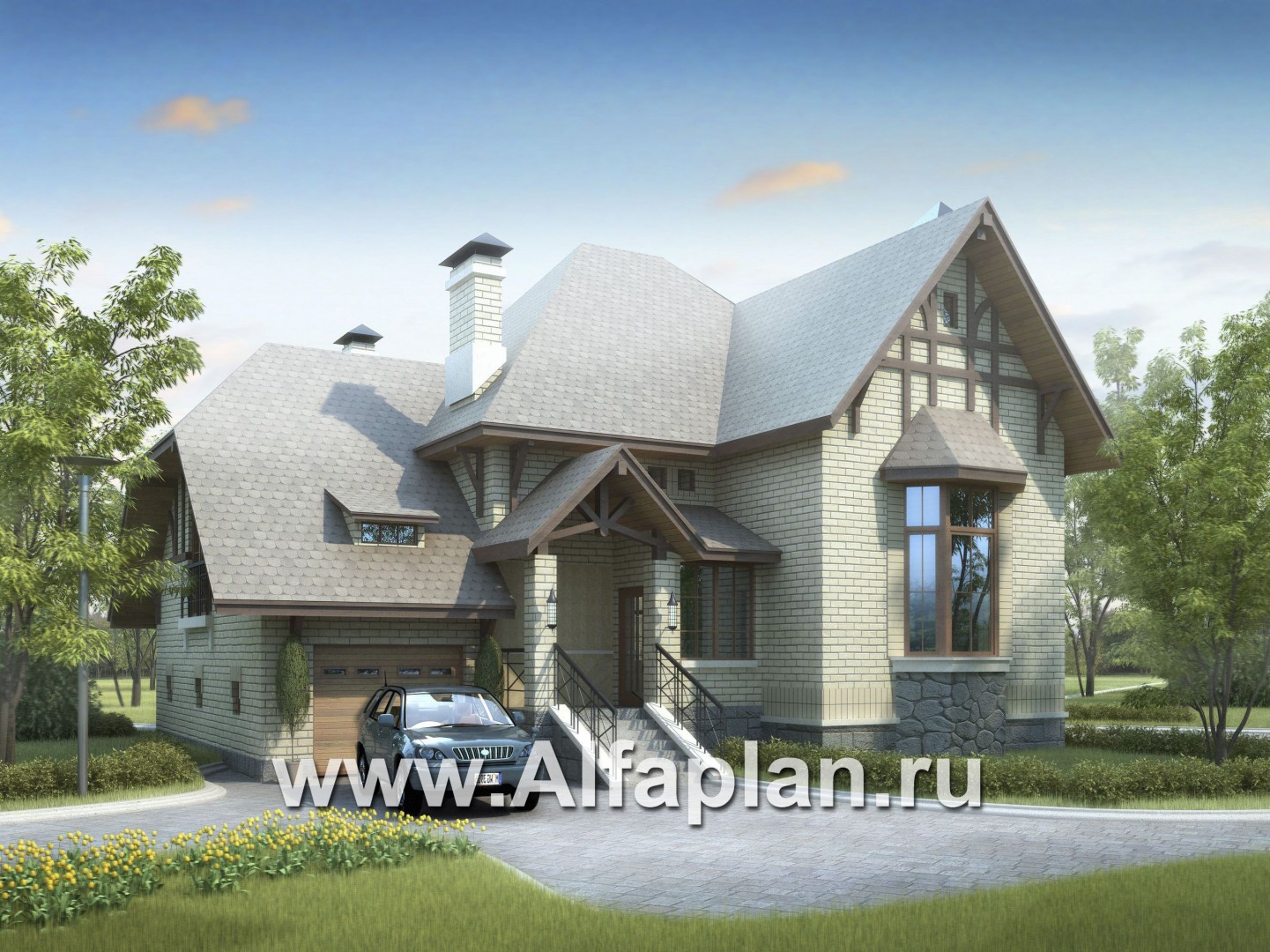 Проекты домов Альфаплан - «Вернигероде» - загородный дом с мансардой - основное изображение