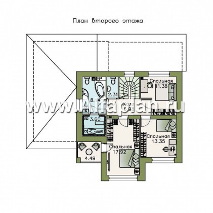 «Рефлекс» - проект двухэтажного дома из газобетона, с гаражом и террасой - превью план дома