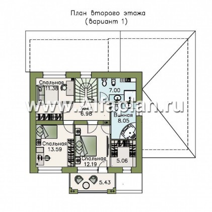 «Рефлекс» - современный проект двухэтажного дома из газобетона, с гаражом и террасой - превью план дома