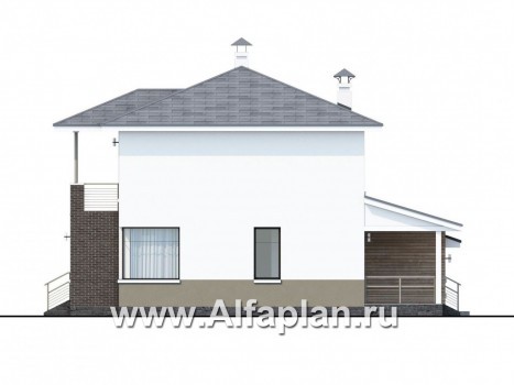 Проекты домов Альфаплан - «Рефлекс» - современный комфортабельный дом с гаражом и террасой - превью фасада №3
