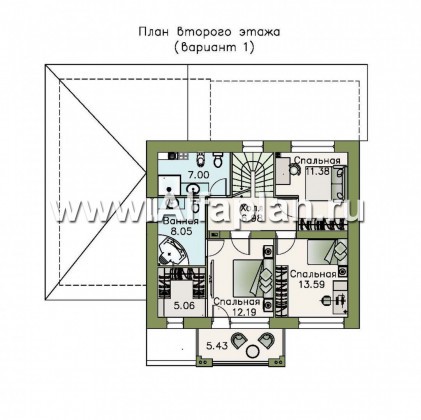 «Рефлекс» - современный проект двухэтажного дома из газобетона, с гаражом и террасой - превью план дома